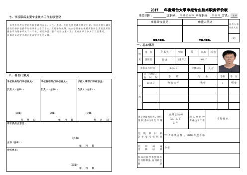 七任现职后主要专业技术工作业绩登记