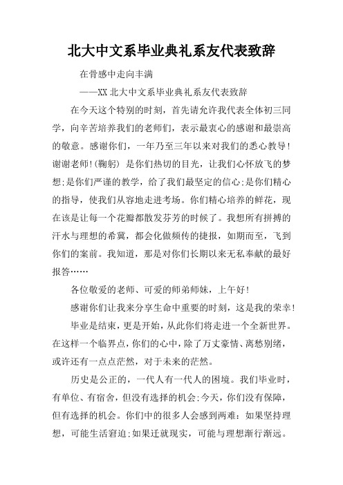 北大中文系毕业典礼系友代表致辞