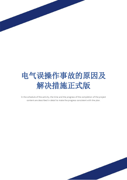 电气误操作事故的原因及解决措施正式版