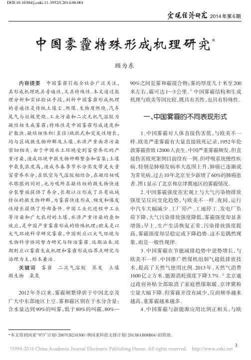 中国雾霾特殊形成机理研究