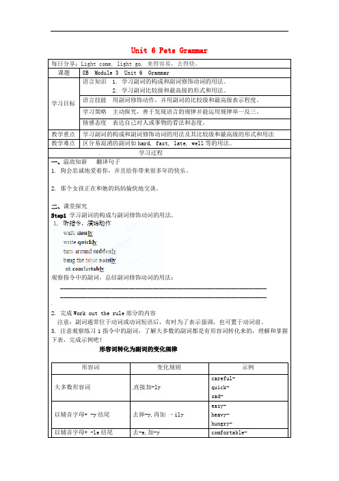 牛津深圳初中英语八下Unit 6 Pets Grammar极品导学案 