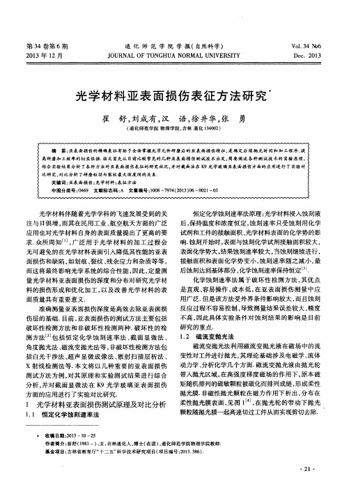 光学材料亚表面损伤表征方法研究