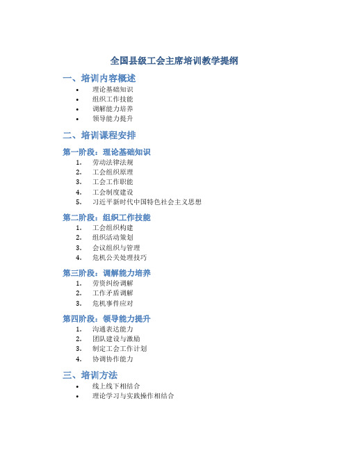 全国县级工会主席培训教学提纲