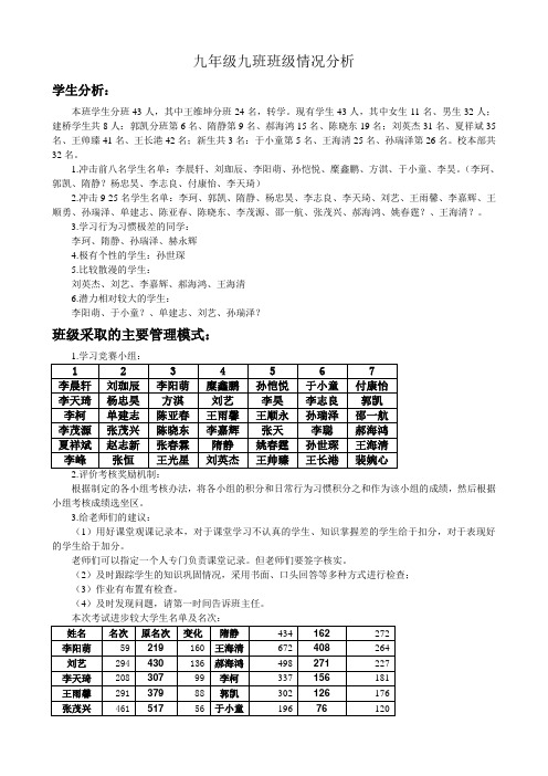 9.9班级情况分析