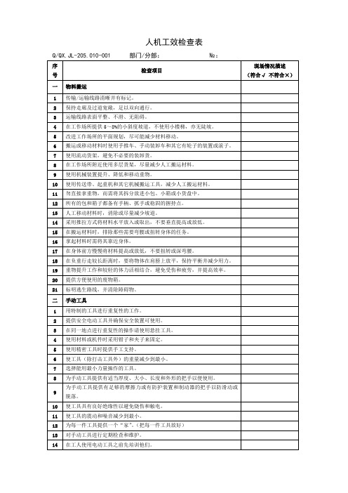 人机工效检查表