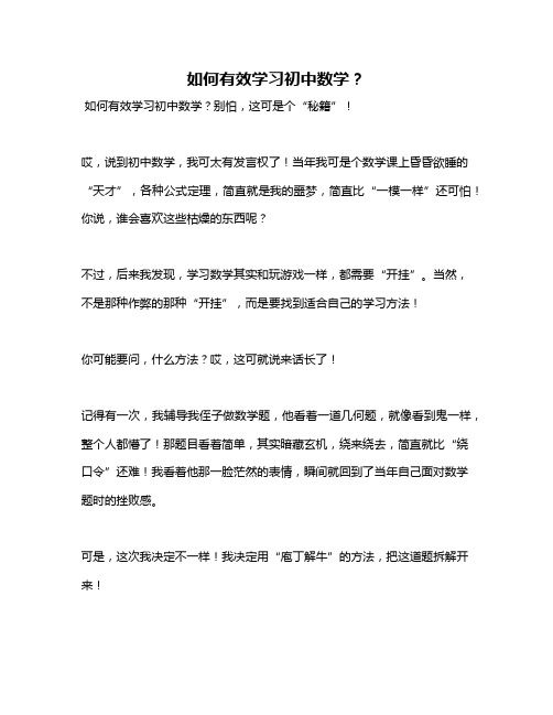 如何有效学习初中数学？