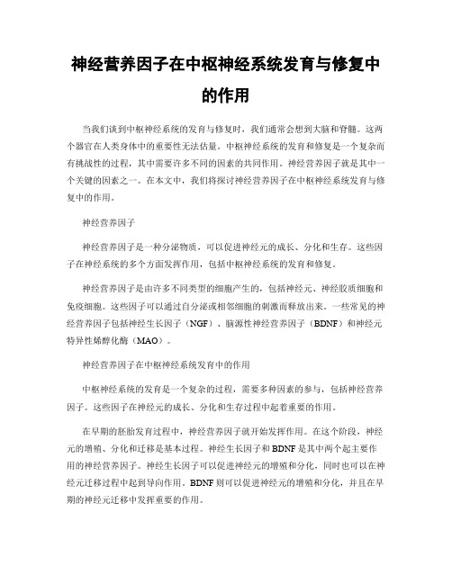 神经营养因子在中枢神经系统发育与修复中的作用