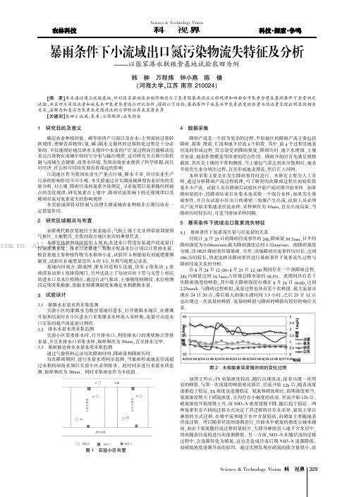 暴雨条件下小流域出口氮污染物流失特征及分析——以张家港永联粮食基地试验农田为例