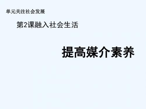 九年级道德与法治上册 第一单元 关注社会发展 第2课 融入社会生活 第二框 提高媒介素养讲义 苏教版