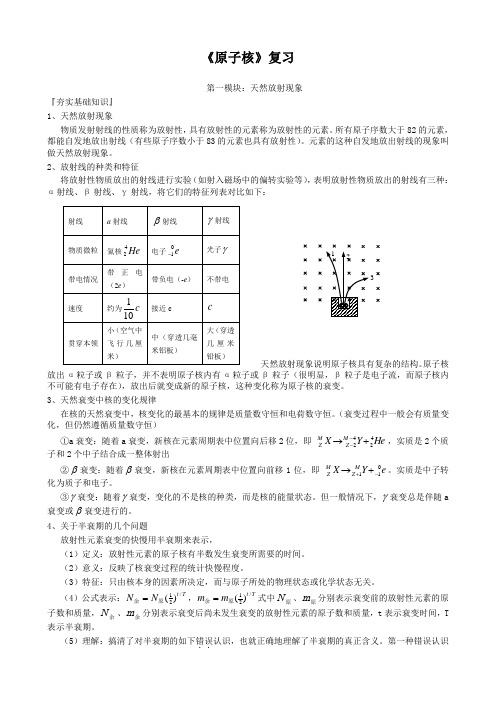 人教版物理选修3-5《原子核》全章复习提纲(11页)