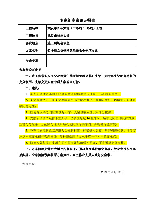 表格：起重吊装专家组专家论证报告