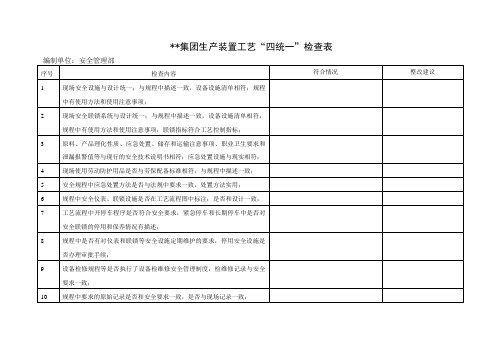 集团生产装置工艺四统一检查表