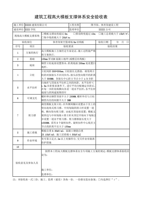 高支模验收表