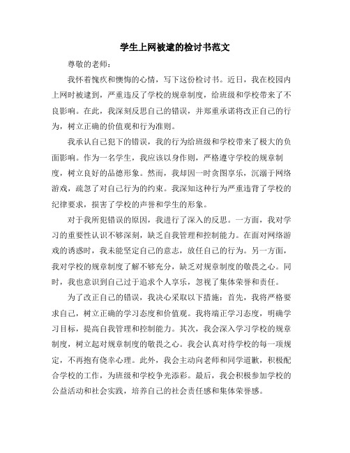 学生上网被逮的检讨书范文