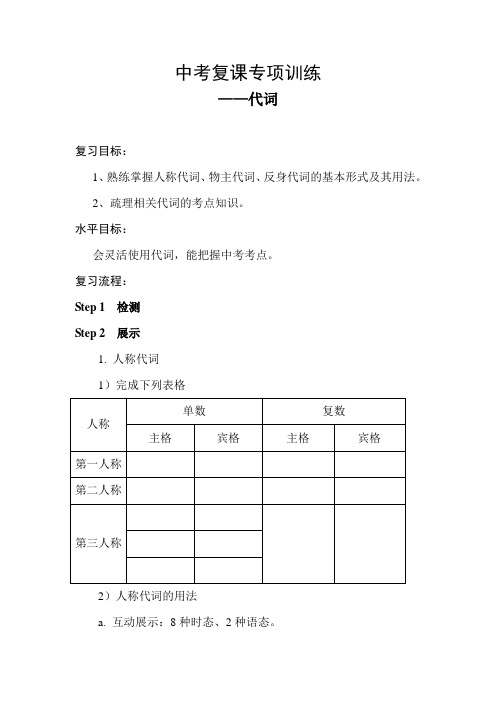 中考复课专项训练——代词