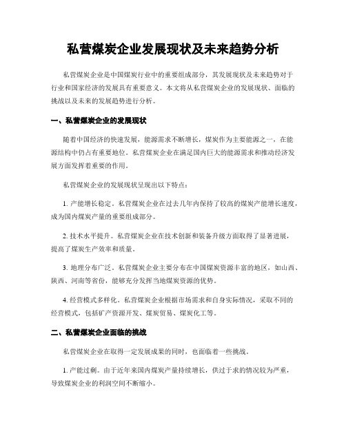 私营煤炭企业发展现状及未来趋势分析