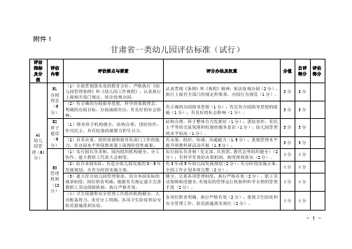 省一类幼儿园评估标准