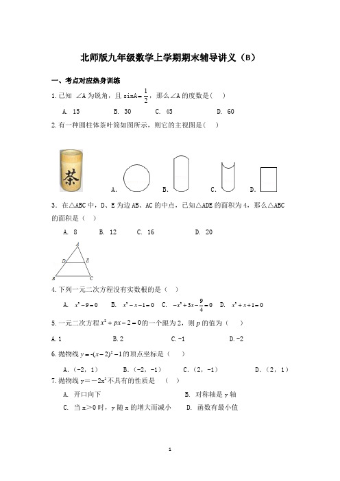 北师版九年级数学上学期期末辅导讲义(B)