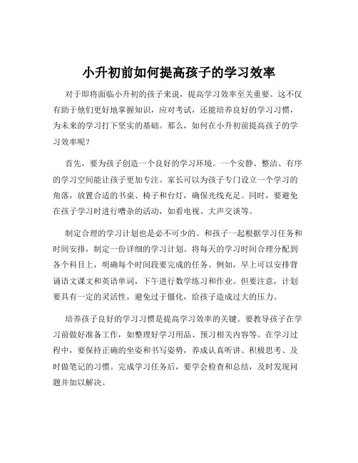 小升初前如何提高孩子的学习效率