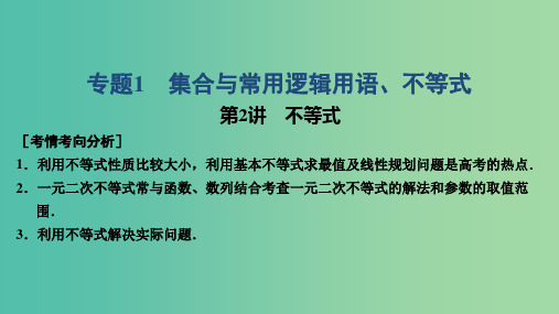 2019高考数学大二轮复习 专题1 集合与常用逻辑用语、不等式 第2讲 不等式课件 理PPT