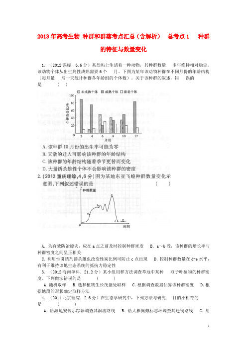 高考生物 种群和群落考点汇总(含解析)