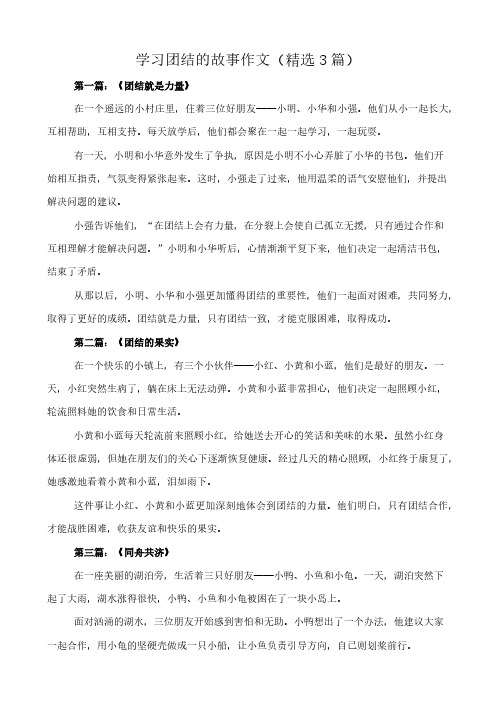 学习团结的故事 作文(精选3篇)