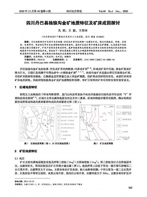 四川丹巴县独狼沟金矿地质特征及矿床成因探讨