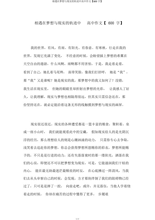 相遇在梦想与现实的轨迹中高中作文【600字】