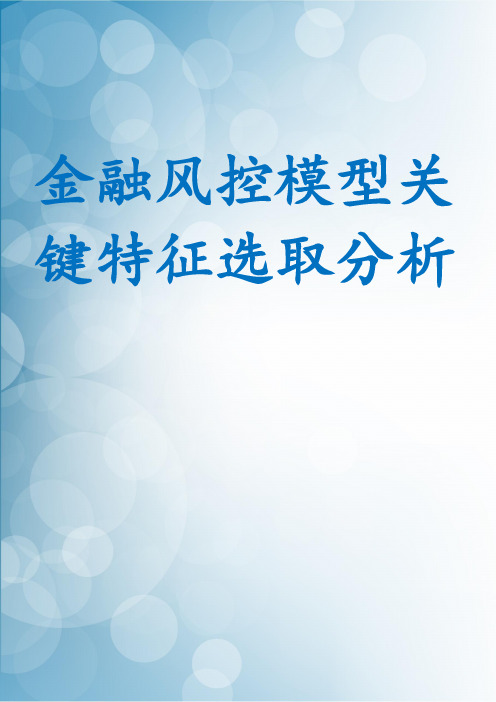 金融风控模型关键特征选取分析