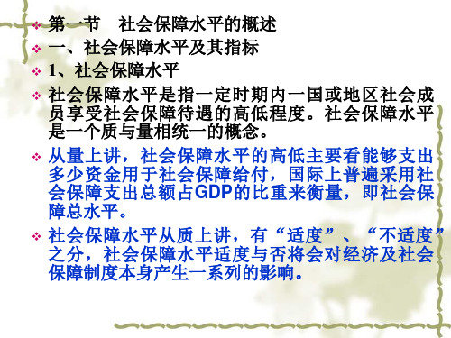 社会保障水平理论社会保障水平的概述