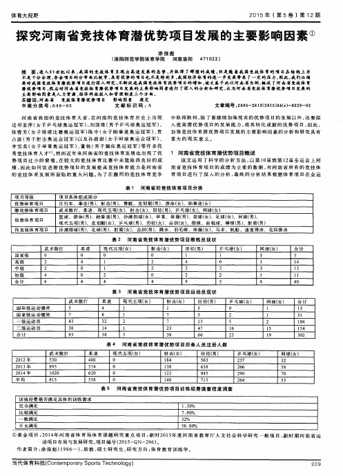 探究河南省竞技体育潜优势项目发展的主要影响因素