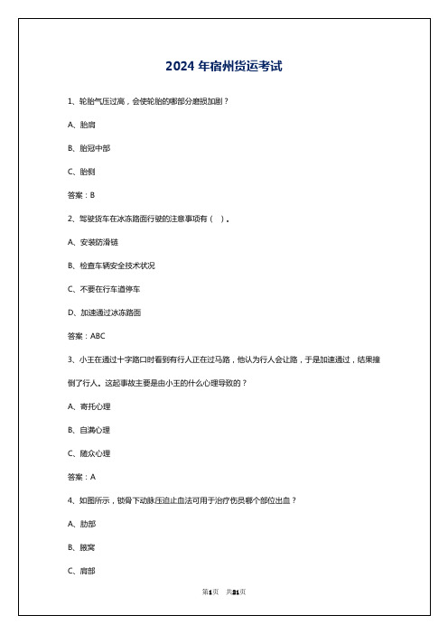 2024年宿州货运考试