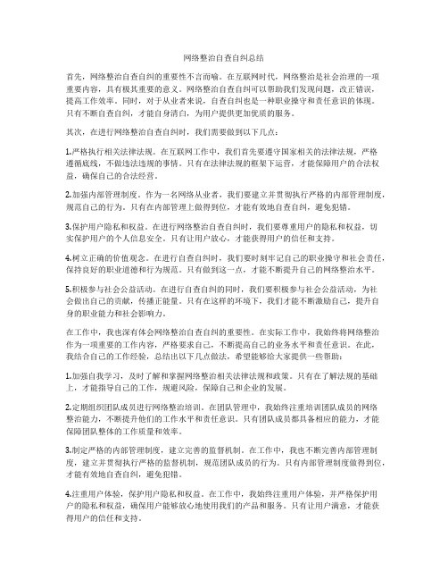 网络整治自查自纠总结