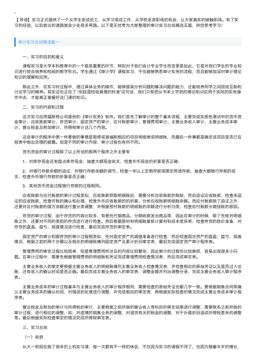 审计实习总结精选五篇