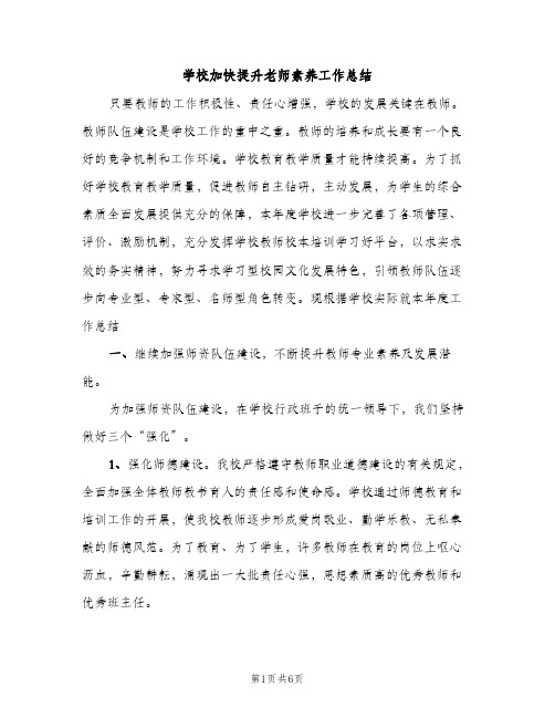 学校加快提升老师素养工作总结（2篇）