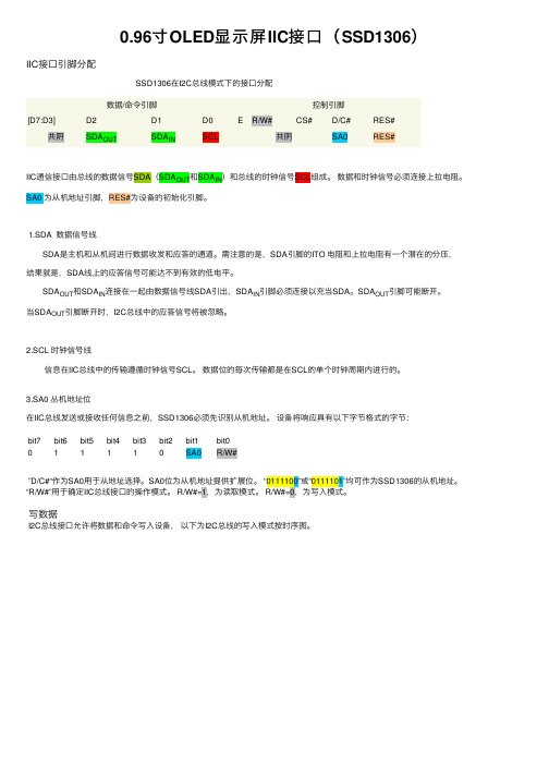 0.96寸OLED显示屏IIC接口（SSD1306）