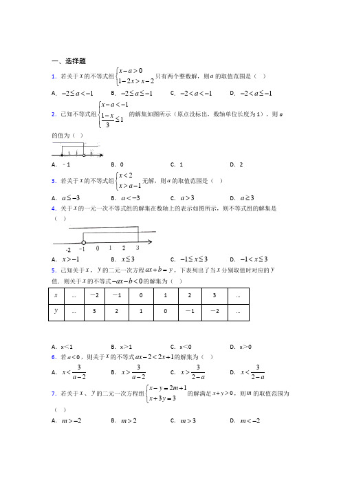 最新人教版初中数学七年级数学下册第五单元《不等式与不等式组》检测题(含答案解析)