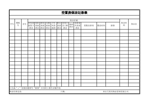 空置房保洁记录表