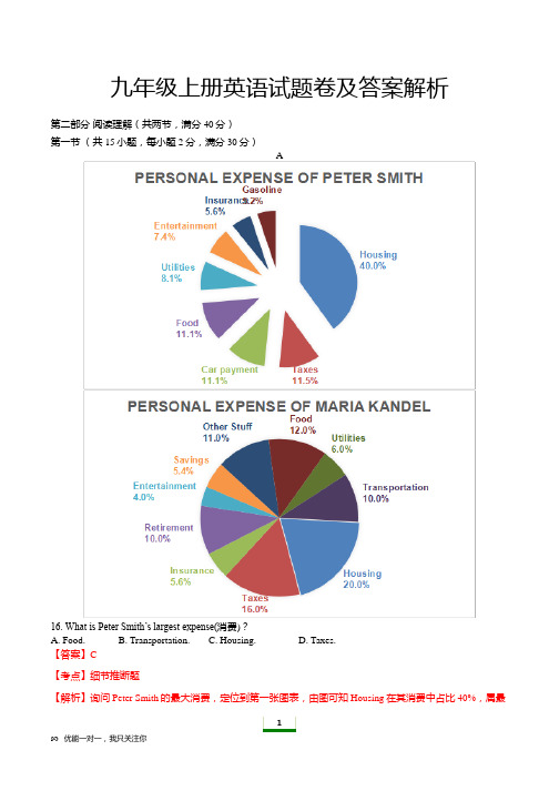 九年级上册英语试题卷及答案解析