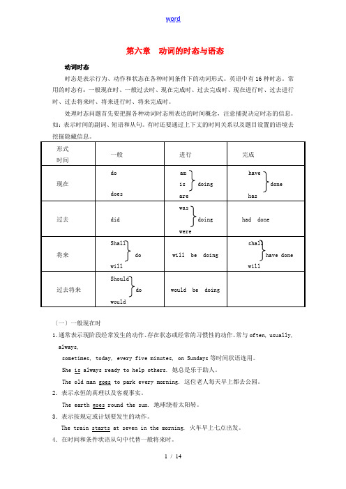 高中英语 初高中衔接课程 第六章 动词的时态与语态教案-人教版高中全册英语教案