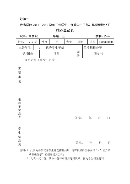 三好学生申请书范本