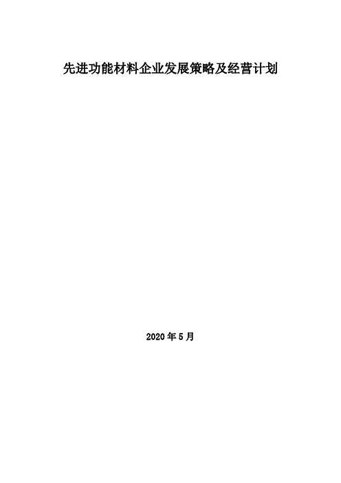 2020年先进功能材料企业发展策略及经营计划