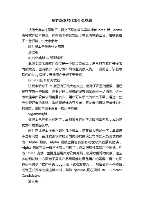 软件版本号代表什么意思