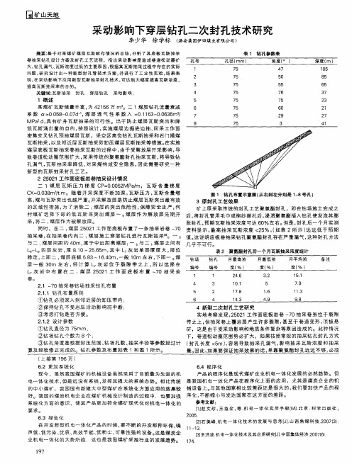 采动影响下穿层钻孔二次封孔技术研究