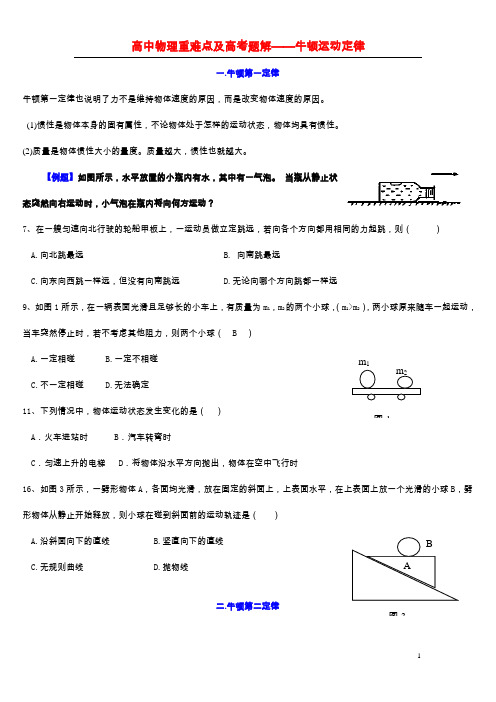 高中物理重难点及高考题解——牛顿运动定律