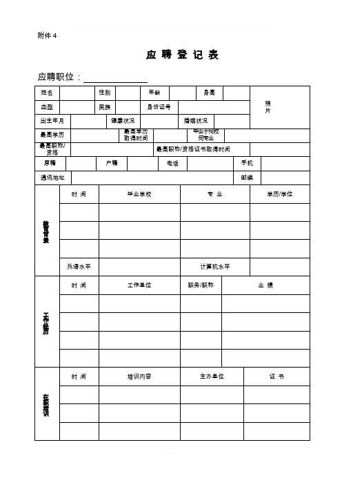 应聘表格