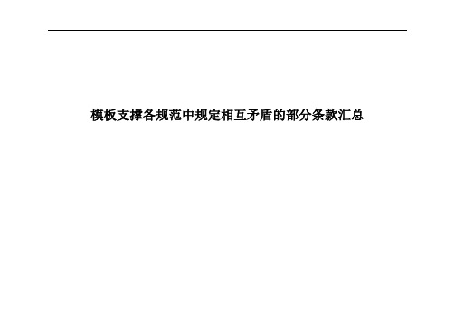 模板支撑体系各规范及标准中做法不一汇总