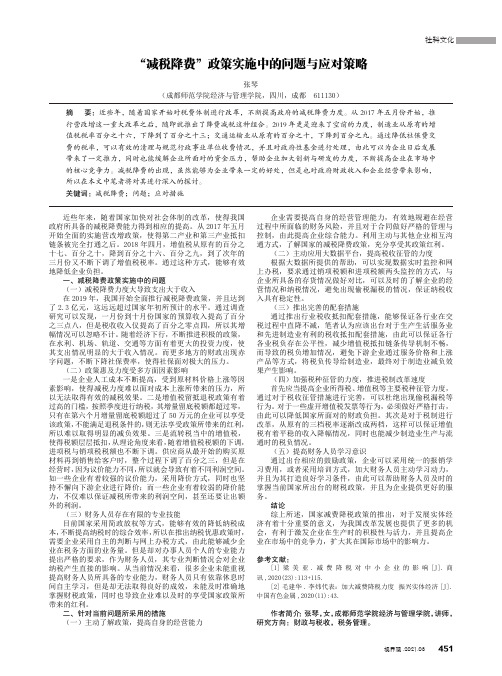 “减税降费”政策实施中的问题与应对策略