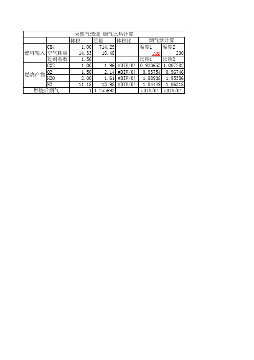 天然气燃烧 烟气比热