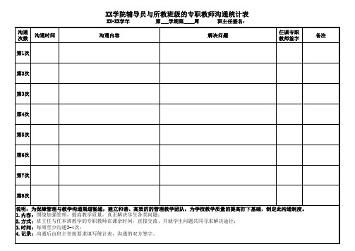 辅导员与专职教师 沟通表